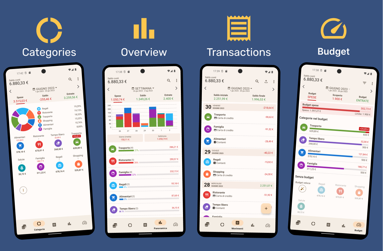 expense tracker app Android budget and spending overview