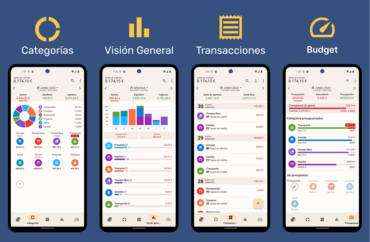 app finanzas personales Android control de gastos presupuesto e ingresos