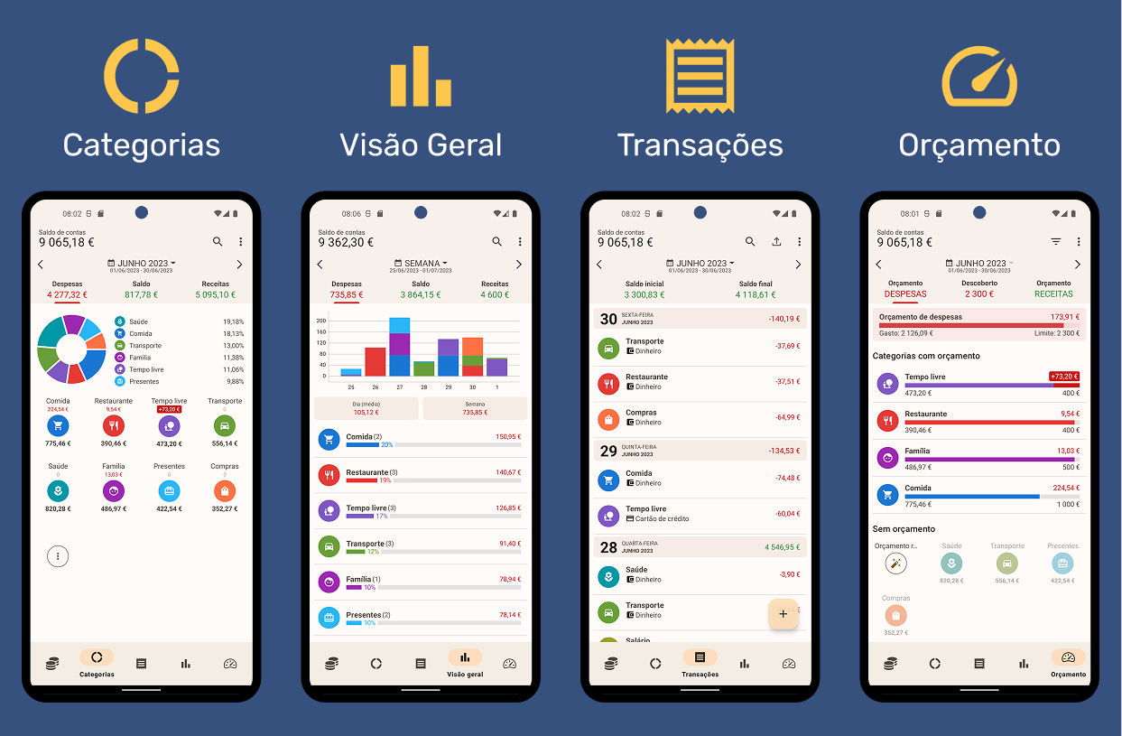 app de controle de gastos para Android com despesas e orçamento