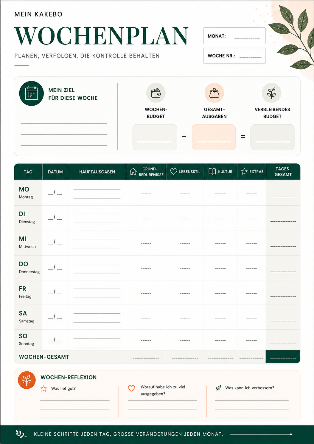 kakebo wochenplan pdf zum ausdrucken