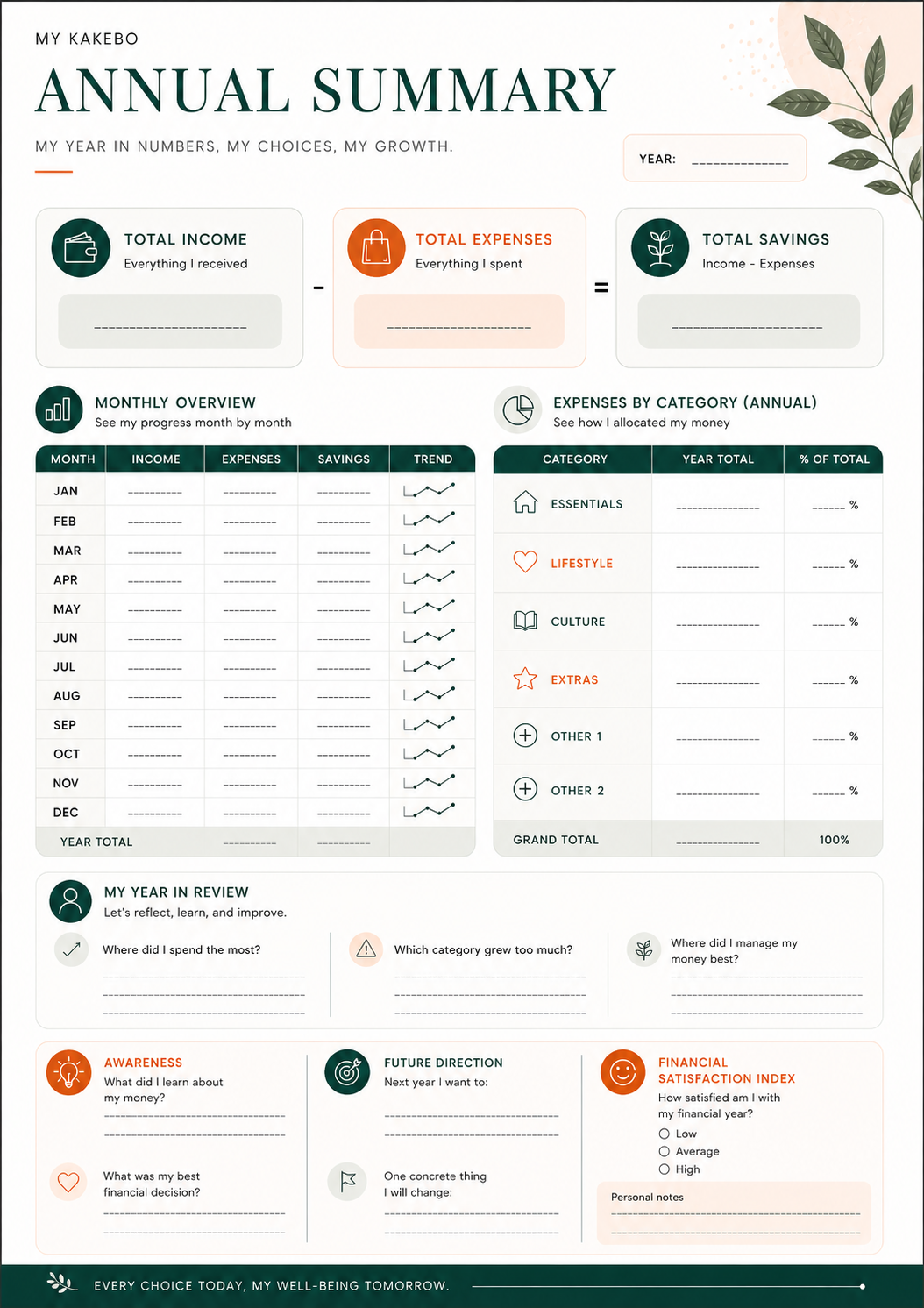 annual kakebo budget planner pdf